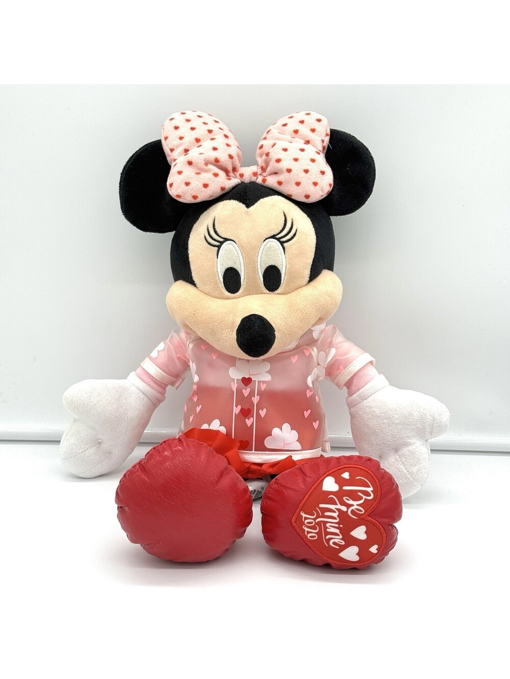 Disney Minnie Mouse Be Mine 2020 Valentine’s Day Plush Pink Hearts Stuffed Toy